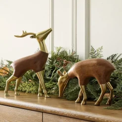 Eugene Wood & Brass Deer Object