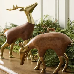 Eugene Wood & Brass Deer Object