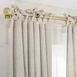 European Flax Linen Blackout Curtain w/ Tie Top