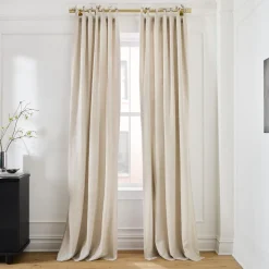 European Flax Linen Blackout Curtain w/ Tie Top