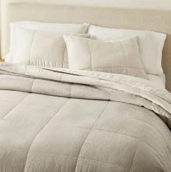 European Flax Linen Box Stitch Quilt & Shams