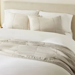 European Flax Linen Box Stitch Quilt & Shams
