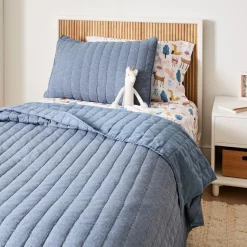 European Flax Linen Cotton Pick Stitch Quilt & Shams