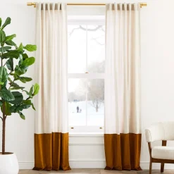 European Flax Linen & Luster Velvet Curtain