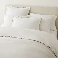 European Flax Linen Merrow Edge Duvet Cover & Shams