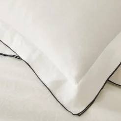 European Flax Linen Merrow Edge Duvet Cover & Shams