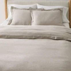 European Flax Linen Merrow Edge Duvet Cover & Shams