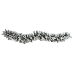 Faux Flocked Christmas Garland w/ Pine Cones