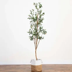 Faux Olive Tree w/ Handmade Jute Basket