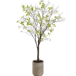 Faux Potted Blossom Tree In Cement Pot