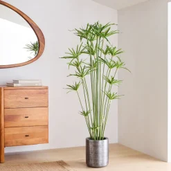 Faux Potted Cypress Grass Tree w/ Planter
