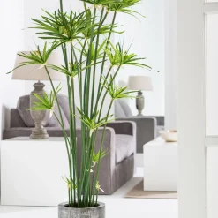 Faux Potted Cypress Grass Tree w/ Planter