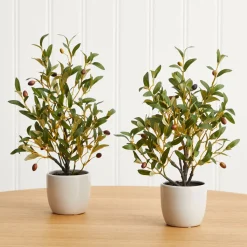 Faux Potted Tabletop Olive Tree - Set of 2