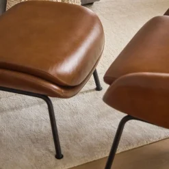 Fillmore Mid-Century Leather Ottoman