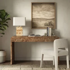 Finlo Burled 3-Drawer Desk (54")