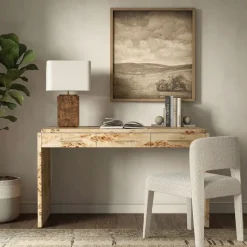 Finlo Burled 3-Drawer Desk (54")