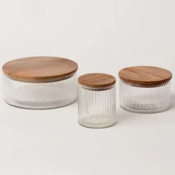 Fleck Fluted Glass Storage Jars (Set of 3)