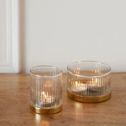 Fleck Fluted Glass Votive Set