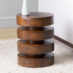 Floating Disks Solid Wood Side Table (13")