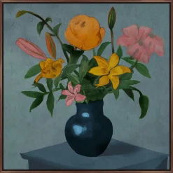 Floral Still Life Vase Framed Canvas Wall Art
