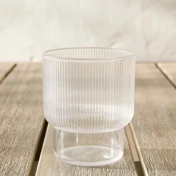 Fluted Acrylic Short Drinking Glass Sets
