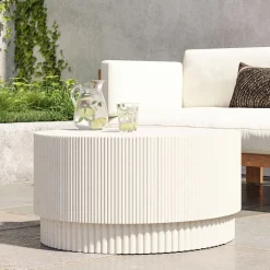 Fluted Ceramic Indoor/Outdoor Coffee Table (32")