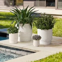 Fluted Ceramic Indoor/Outdoor Planters