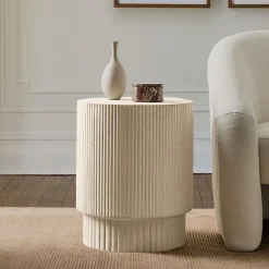 Fluted Concrete Indoor/Outdoor Side Table (16")