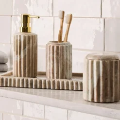 Fluted Marble Bath Accessories