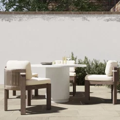 Fluted Outdoor Bistro Table (44") & Porto Side Dining Chairs Set