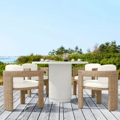 Fluted Outdoor Bistro Table (44") & Westport Barrel Dining Chairs Set