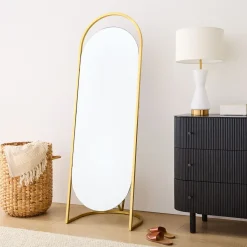 Folded Ellipse Metal Standing Floor Mirror