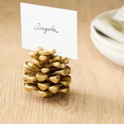 Forest Shine Metal Pine Cone Place Card Holders