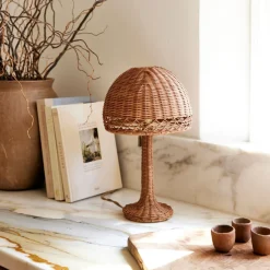 Frankie Rattan Table Lamp (16")