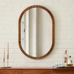 Frida Fluted Wood Wall Mirror