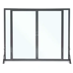 Full Height Glass Door Fireplace Screen