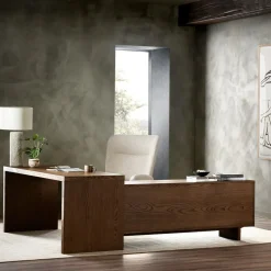 Garfield Leather L-Shaped Desk (78")