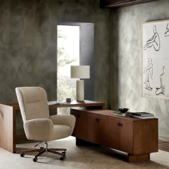 Garfield Leather L-Shaped Desk (78")
