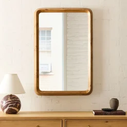 Geo Burled Wood Wall Mirror - Rectangle