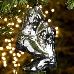 Glass Cowboy Boots Ornament