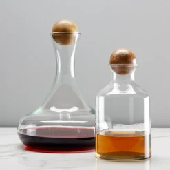 Glass Decanter with Wood Stopper