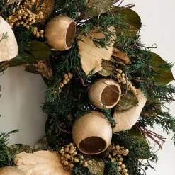 Golden Evergreen Dried Wreath