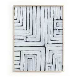GPS White Stripes and Black Lines Framed Wall Art by Minted for West Elm
