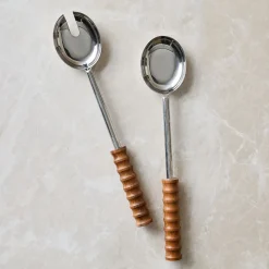 Groove Wood Salad Servers (Set of 2)