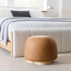 Gumdrop Leather Swivel Ottoman