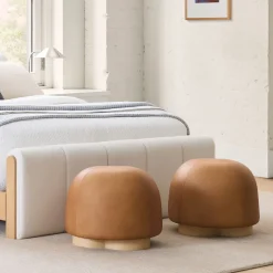 Gumdrop Leather Swivel Ottoman