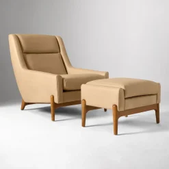 Hank Leather Chair & Ottoman Set