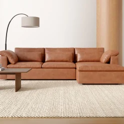 Harmony Modular Leather 2-Piece Sleeper Sectional w/Storage Chaise (123")