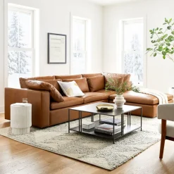 Harmony Modular Leather 3-Piece Ottoman Sectional (122")