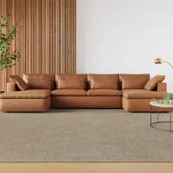Harmony Modular Leather 3-Piece U-Shaped Chaise Sectional (158")